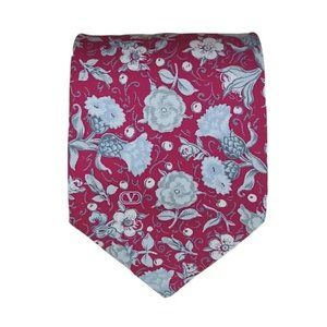 VALENTINO Red Floral Silk Tie ITALY 56"/ 3.7" EC